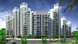 Street level view of Globe Residency complex in Naya Nazimabad Karachi