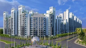 Wide day view of Globe Residency towers and globe monument in Naya Nazimabad Karachi
