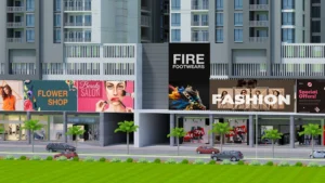 Commercial retail shops and plaza at the ground level of Peace Apartments Karachi
